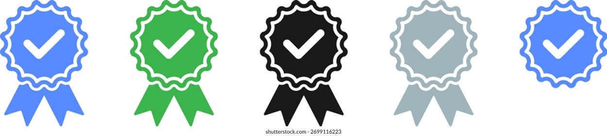 Blue check mark tick verification icon symbol vector.
