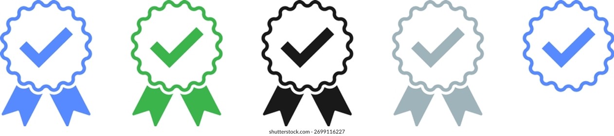 Vector azul del icono de verificación de marca de verificación.
