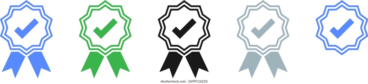 Blue check mark tick verification icon symbol vector.
