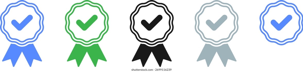 Vetor de símbolo de ícone de verificação de marca de seleção azul.
