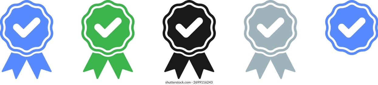 Blue check mark tick verification icon symbol vector.
