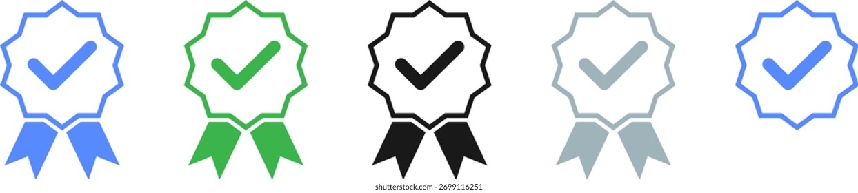 Vector azul del icono de verificación de marca de verificación.
