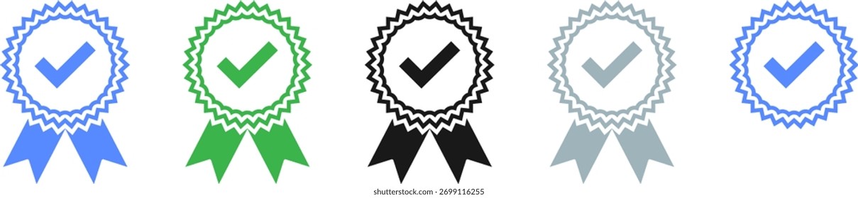 Vector azul del icono de verificación de marca de verificación.
