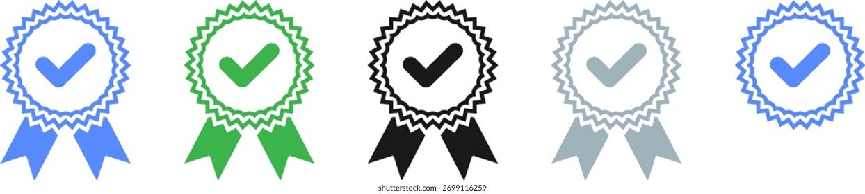Vector azul del icono de verificación de marca de verificación.
