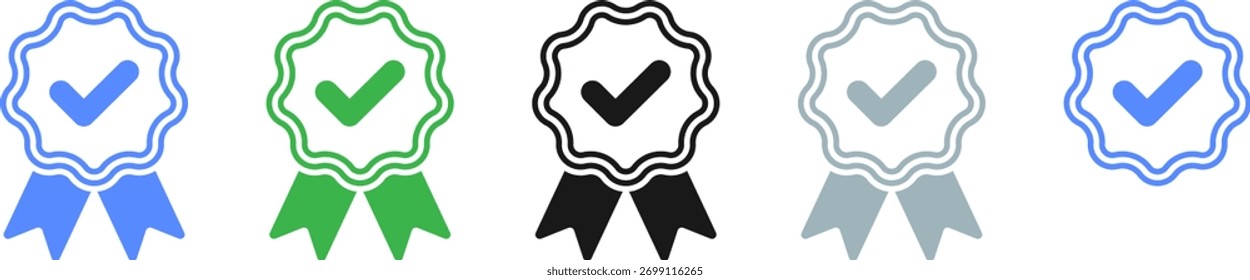 Vector azul del icono de verificación de marca de verificación.
