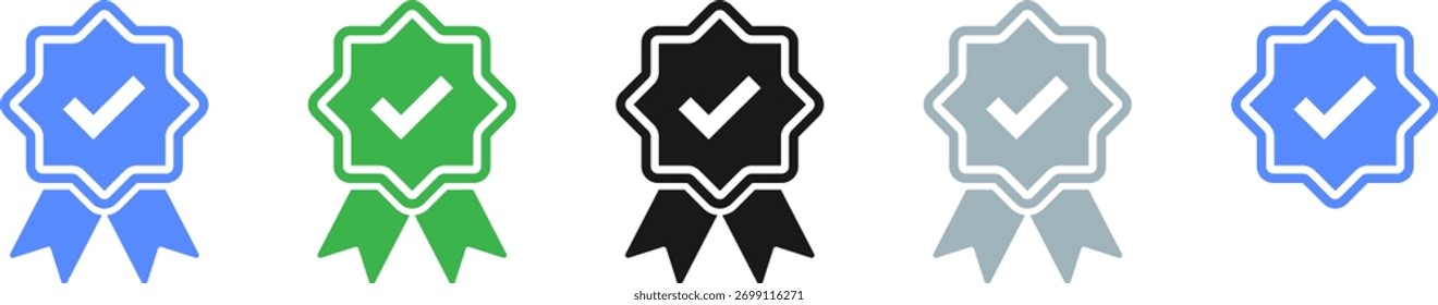 Vector azul del icono de verificación de marca de verificación.
