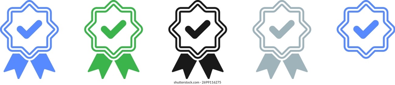 Vector azul del icono de verificación de marca de verificación.
