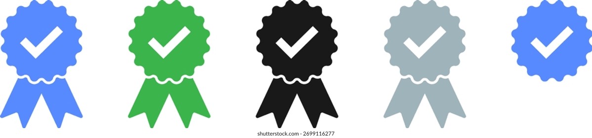 Vetor de símbolo de ícone de verificação de marca de seleção azul.
