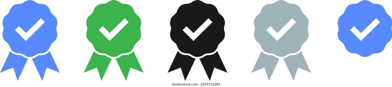 Vector azul del icono de verificación de marca de verificación.
