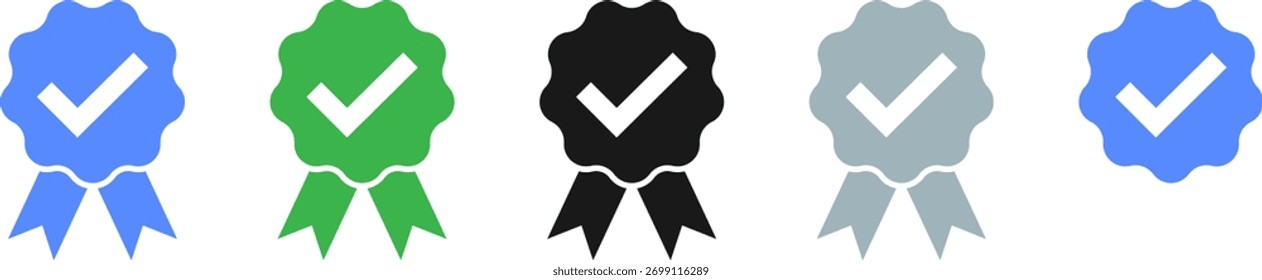 Vector azul del icono de verificación de marca de verificación.
