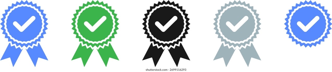Vetor de símbolo de ícone de verificação de marca de seleção azul.
