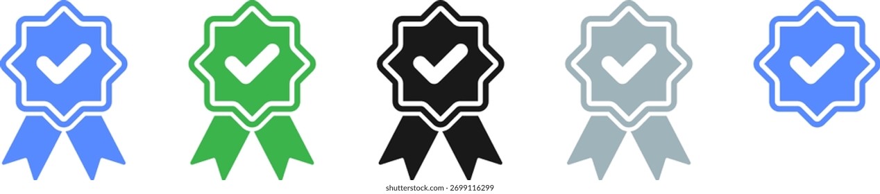 Vector azul del icono de verificación de marca de verificación.
