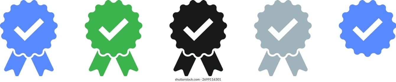 Vector azul del icono de verificación de marca de verificación.
