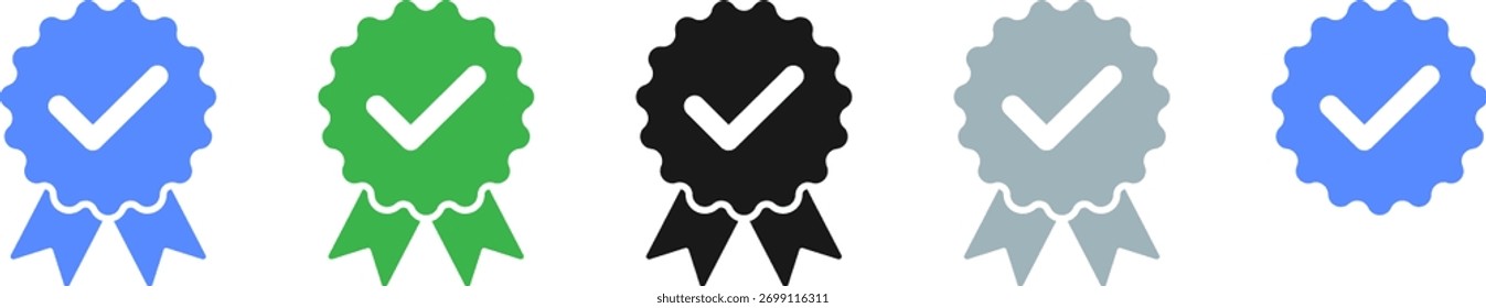 Blue check mark tick verification icon symbol vector.
