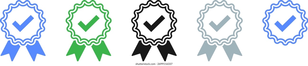 Blue check mark tick verification icon symbol vector.
