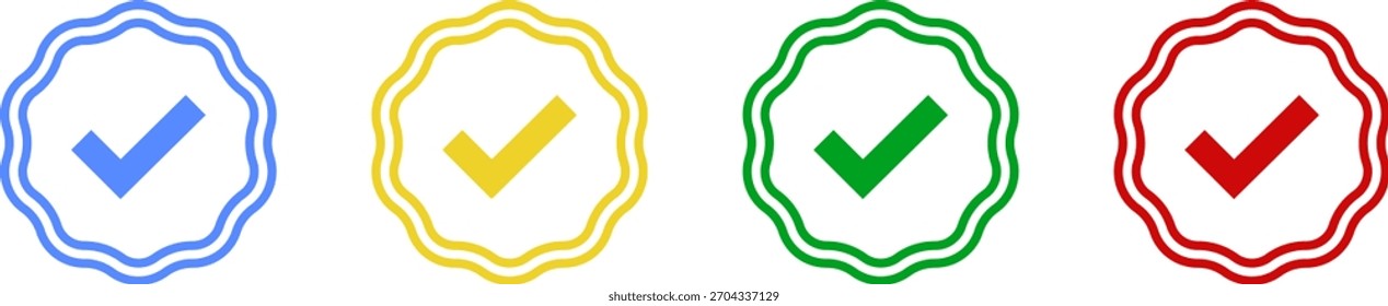Vetor de símbolo de ícone de verificação de marca de seleção azul.