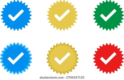 Vetor de símbolo de ícone de verificação de marca de seleção azul.