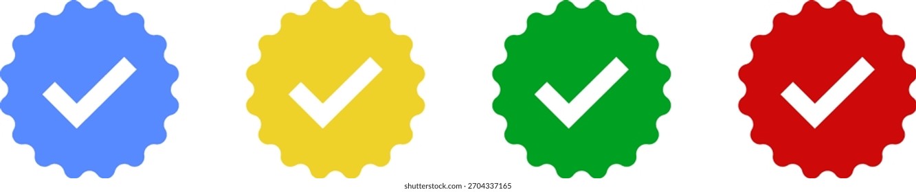 Blue check mark tick verification icon symbol vector.
