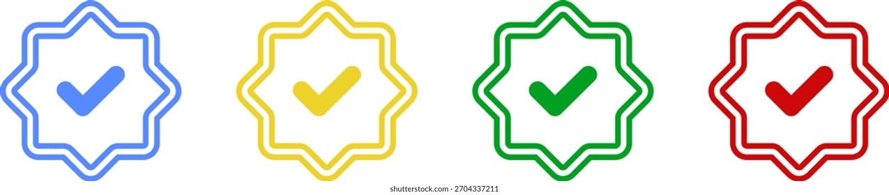 Blue check mark tick verification icon symbol vector.