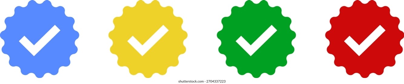Blue check mark tick verification icon symbol vector.