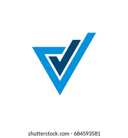 Blue Check Mark Triangle Logo Template Stock Vector (Royalty Free ...