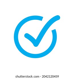 Blue Check Mark Vector Icon. Checkmark Right Symbol Tick Sign. Circle Check Mark.