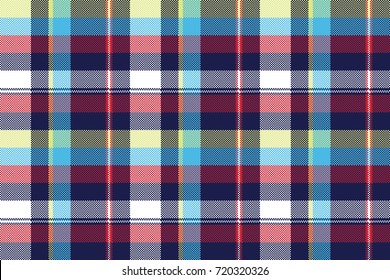 Blue check pixel fabric texture seamless pattern. Vector illustration.