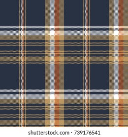 Blue check pixel fabric texture seamless pattern. Vector illustration.