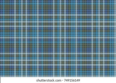 Blue check plaid fabric texture textile seamless pattern. Flat design. Vector illustration.