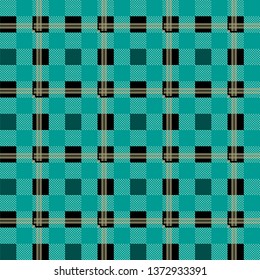 Blue check plaid seamless fabric texture. Vector illustration.