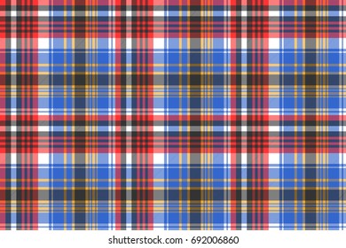 Blue check plaid tartan seamless pattern. Vector illustration.