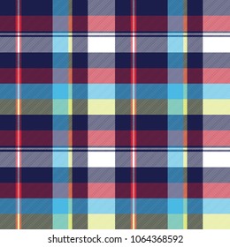Blue check seamless pattern fabric textile. Vector illustration.