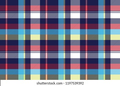 Blue check seamless pattern fabric textile. Vector illustration.