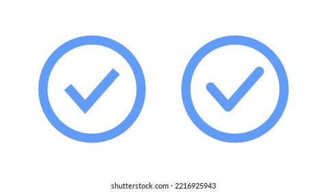 Blue check, verified social media account icon vector in line style