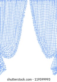 Blue Checked Curtain In French Style