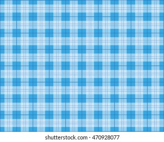 Blue checked picnic blanket background. Eps 10 vector file.
