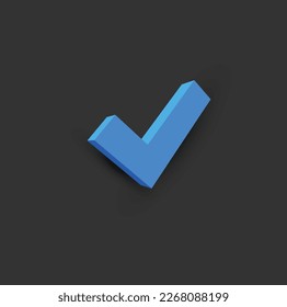 Inicio de sesión azul marcado en estilo 3d. Aceptar o aprobar el diseño de iconos. Interfaz de usuario. Ilustración vectorial.