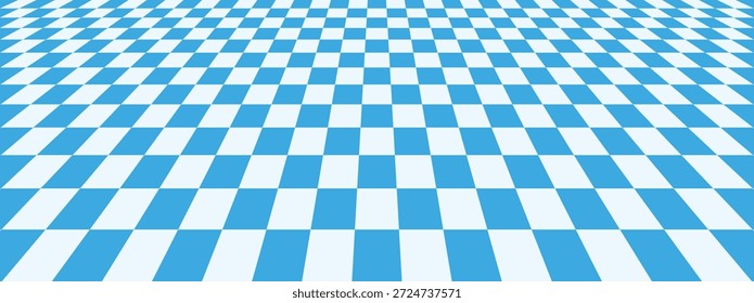 Suelo de tablero de ajedrez azul en baldosa a cuadros de la piscina de perspectiva