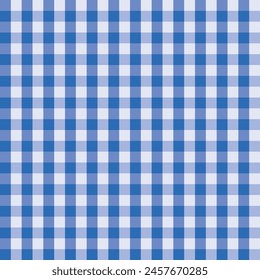 Blue checkered fabric square cute kitchen seamless pattern vintage. Vector illustration