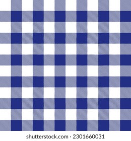 Blue checkered geometric seamless patterns. Vector tartan plaid background.