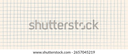 Blue checkered paper or net seamless pattern with thin brush stripes. Hand drawn square gingham seamless background.