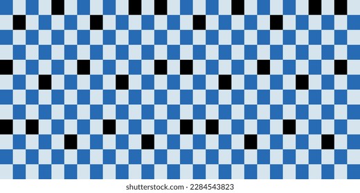 Blaues kariertes Muster mit schwarzen Splash. Für Druck- und Innenausstattung, Tapeten, Textilien, Notebooks, Kissen.