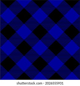 blue checkered pattern. Herringbone pixel texture. Smooth tiles. Gingham, vichy plaid for fabric design.