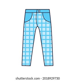 Blue checkered slacks pants isolated vector