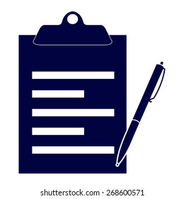 Blue checklist icon - vector with pen