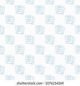 Blue checklist or task list vector seamless pattern or background in thin line style