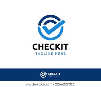 Blue Checkmark and circle modern logo design
