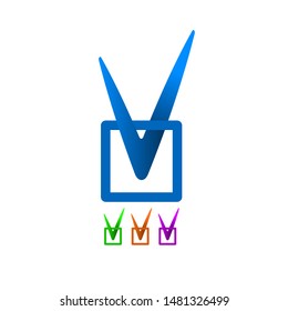 Blue checkmark icon isolated on white background. Vector stock illustration.