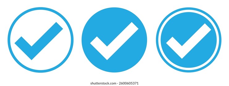 Blue checkmark icon set. Check box icon with correct, accept , approved ,checkmark icons blue tick. Blue checkmark icons.