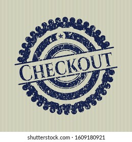 Blue Checkout distress rubber stamp